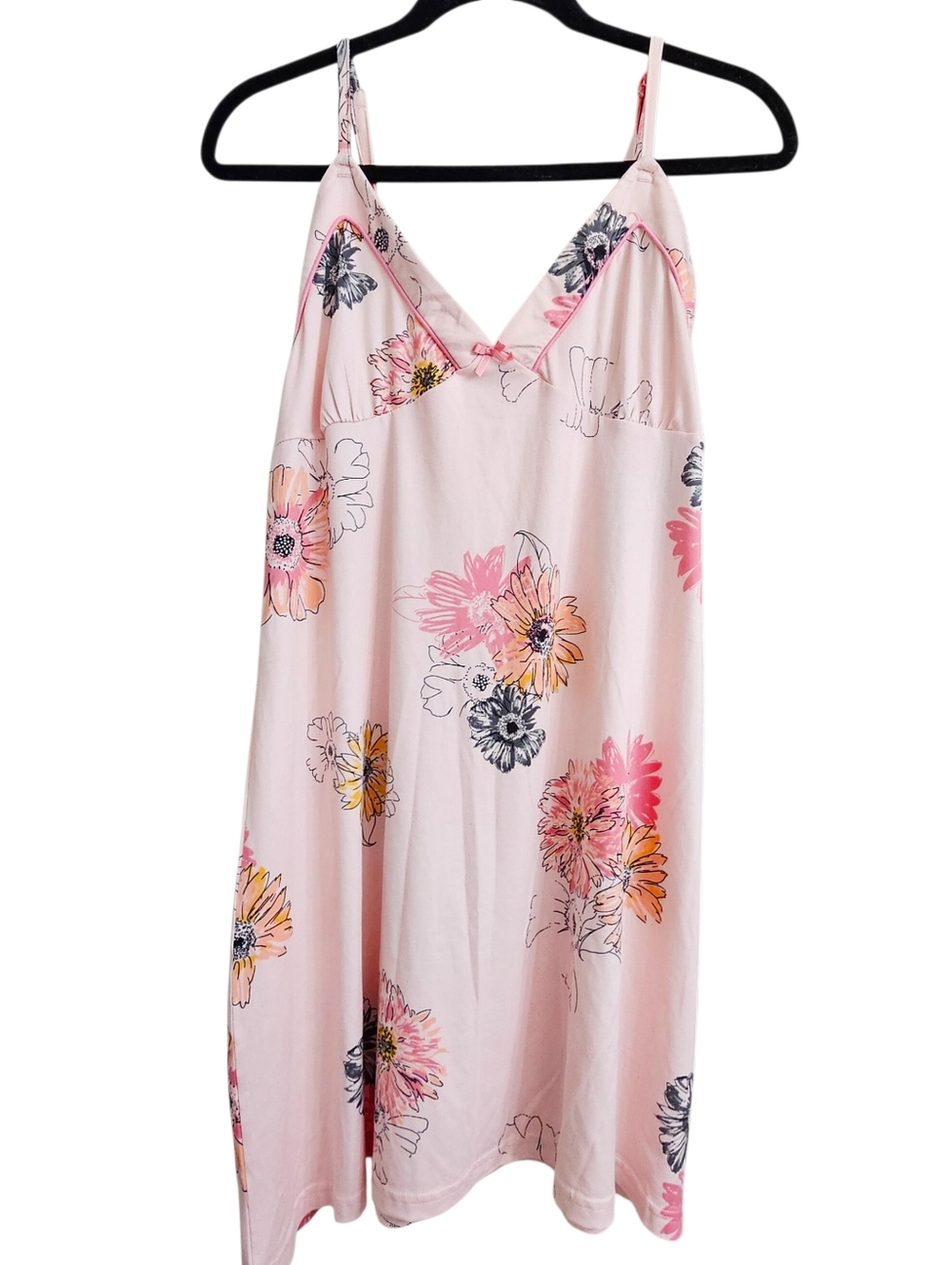 Kathy Ireland Sleepwear Short Spring Floral V Neck Spaghetti Straps Nightgown L